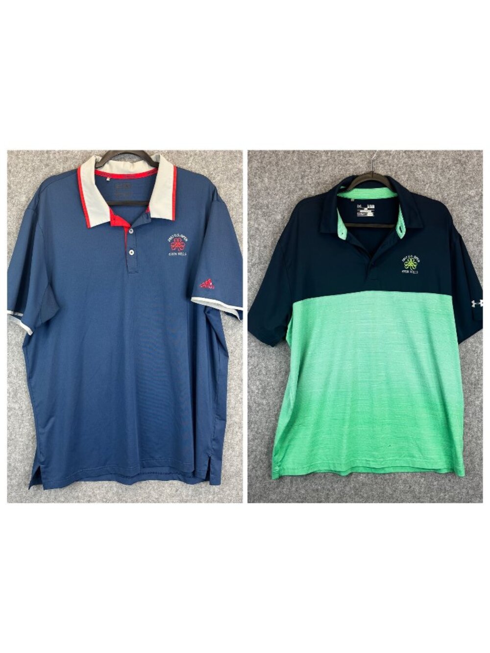 US Open Mens XL Golf Polo Shirts Adidas Under Armour 2017 Erin Hills HeatGear